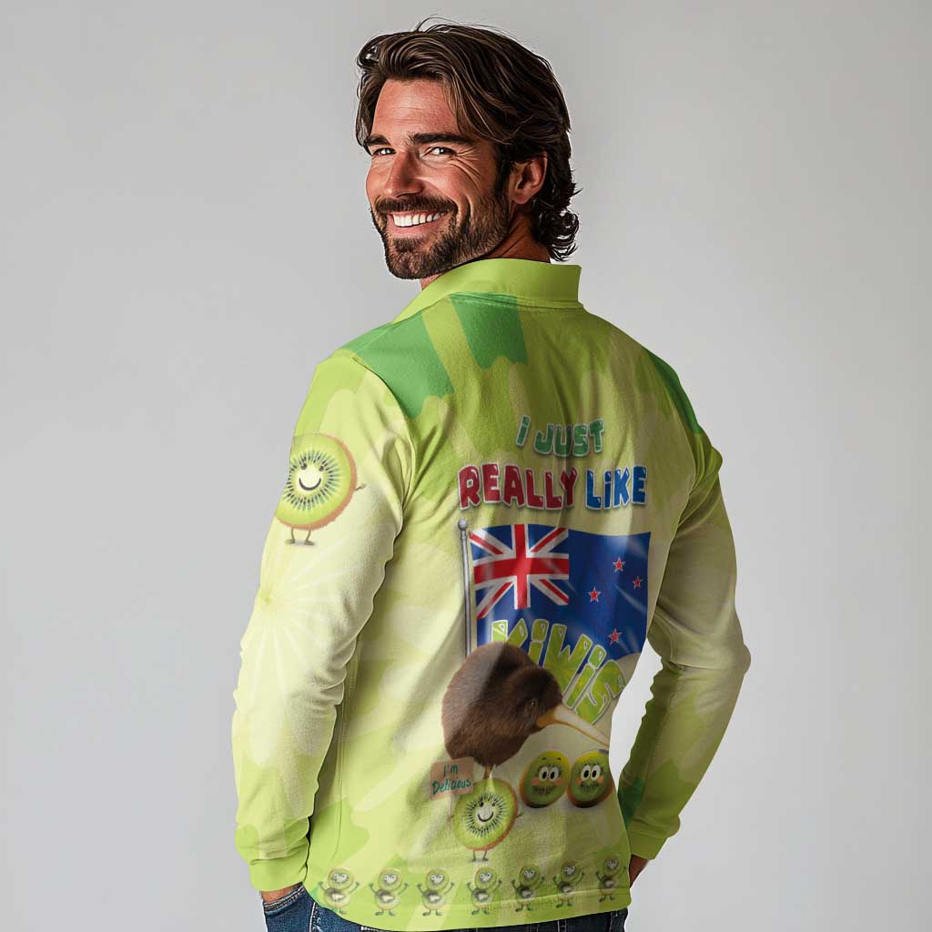 New Zealand Kiwi Long Sleeve Polo Shirt I Just Really Like Kiwis