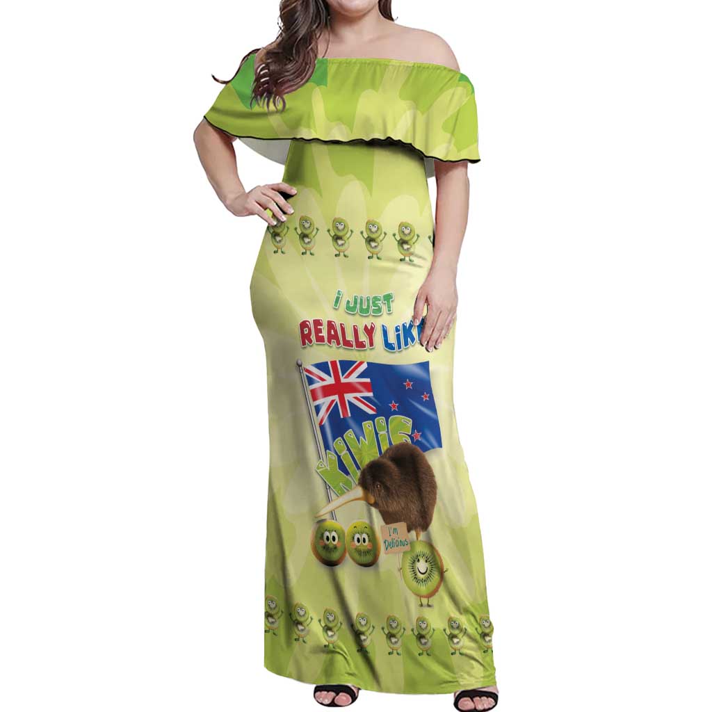 New Zealand Kiwi Off Shoulder Maxi Dress I Just Really Like Kiwis