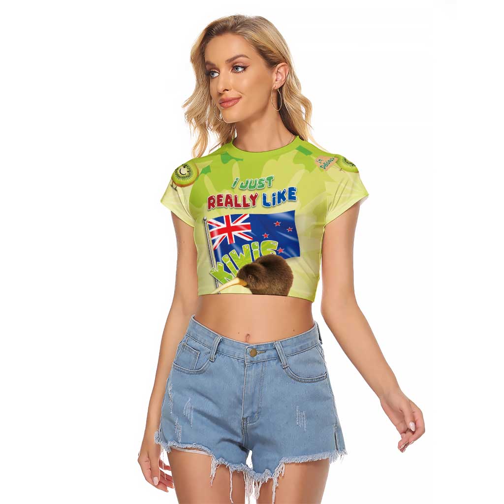 New Zealand Kiwi Raglan Cropped T Shirt I Just Really Like Kiwis