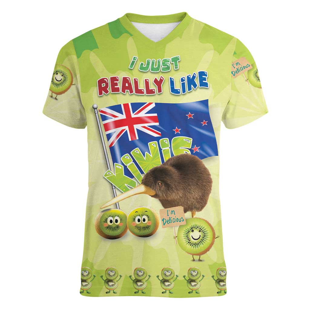 New Zealand Kiwi Women V-Neck T-Shirt I Just Really Like Kiwis