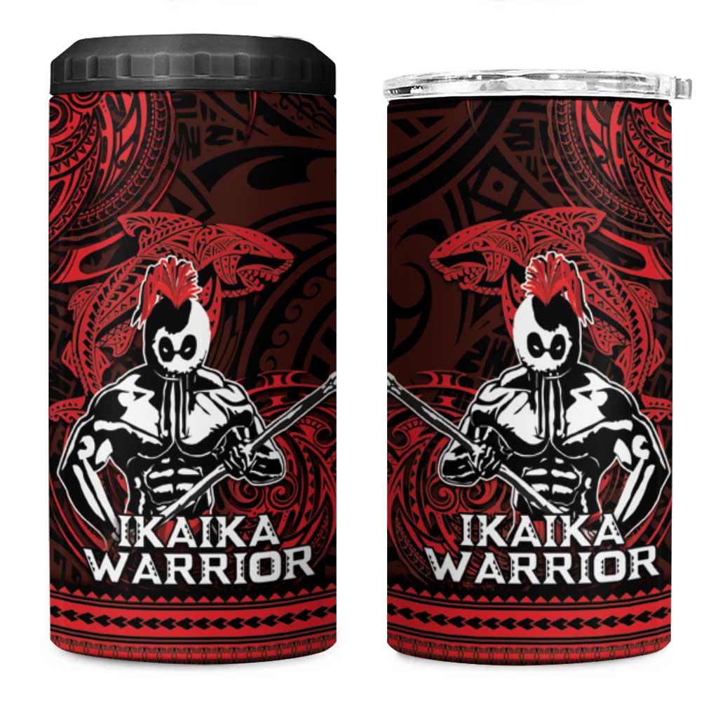 Hawaii Ikaika Warrior 4 in 1 Can Cooler Tumbler Hawaiian Tribal Tattoo DT04 One Size: 16 oz Red - Polynesian Pride