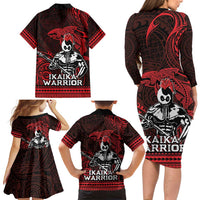 Hawaii Ikaika Warrior Family Matching Long Sleeve Bodycon Dress and Hawaiian Shirt Hawaiian Tribal Tattoo DT04 - Polynesian Pride