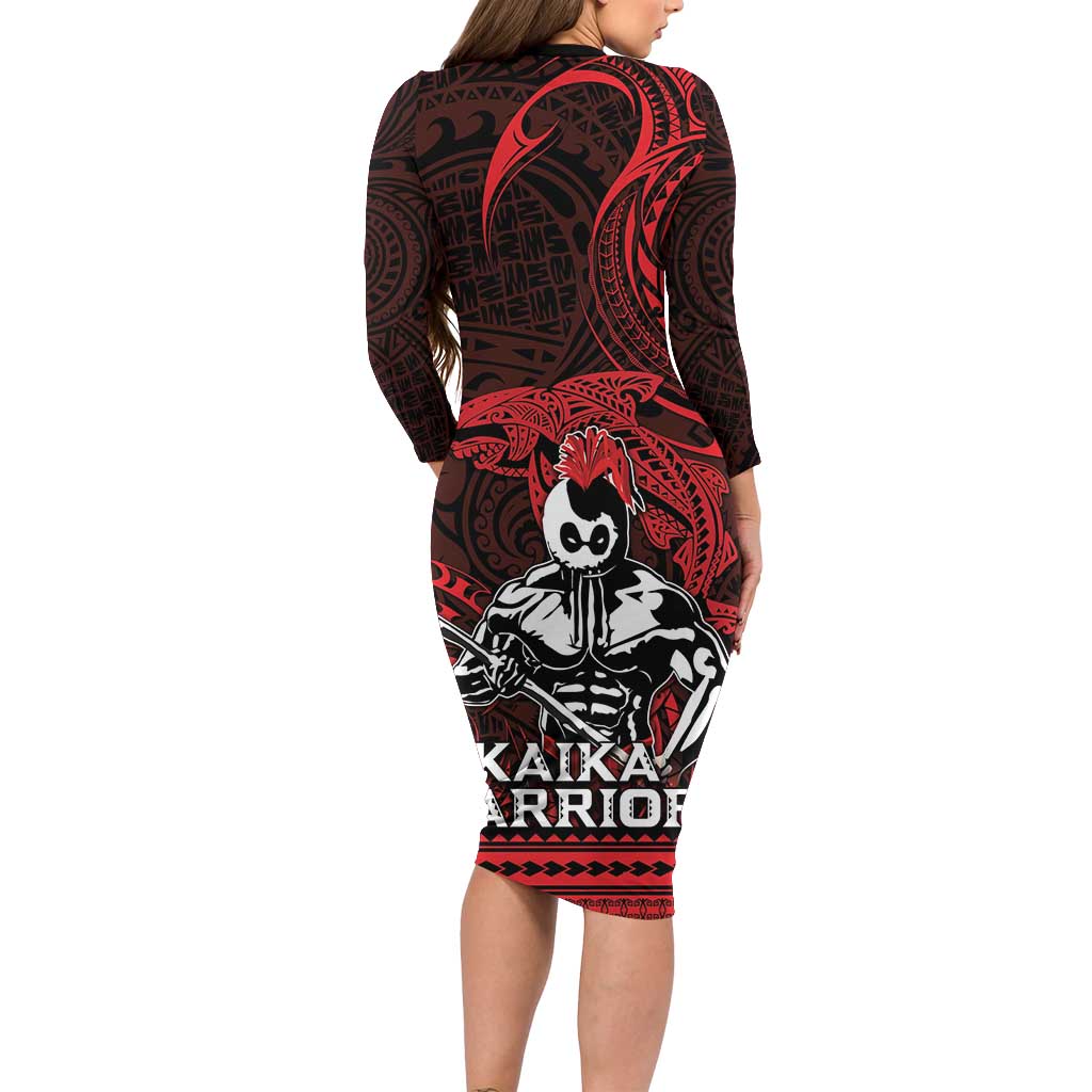 Hawaii Ikaika Warrior Family Matching Long Sleeve Bodycon Dress and Hawaiian Shirt Hawaiian Tribal Tattoo DT04 - Polynesian Pride
