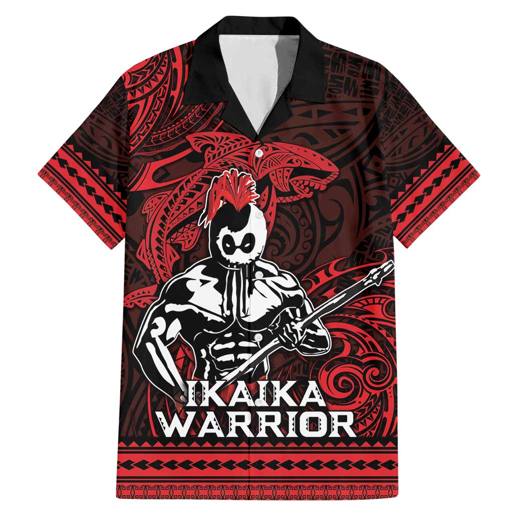Hawaii Ikaika Warrior Family Matching Mermaid Dress and Hawaiian Shirt Hawaiian Tribal Tattoo DT04 Dad's Shirt - Short Sleeve Red - Polynesian Pride