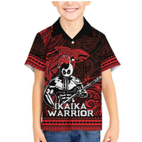 Hawaii Ikaika Warrior Family Matching Mermaid Dress and Hawaiian Shirt Hawaiian Tribal Tattoo DT04 Son's Shirt Red - Polynesian Pride