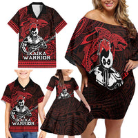 Hawaii Ikaika Warrior Family Matching Off Shoulder Short Dress and Hawaiian Shirt Hawaiian Tribal Tattoo DT04 - Polynesian Pride