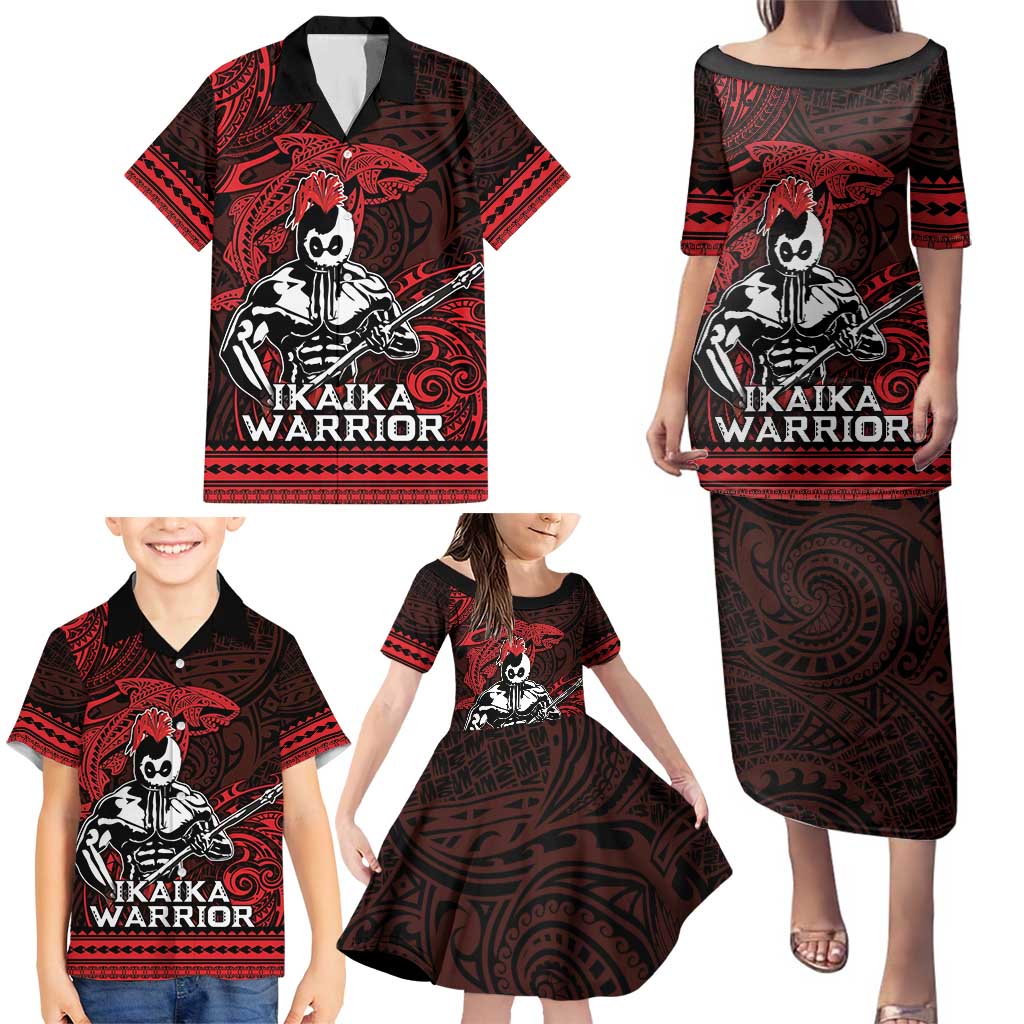 Hawaii Ikaika Warrior Family Matching Puletasi and Hawaiian Shirt Hawaiian Tribal Tattoo DT04 - Polynesian Pride