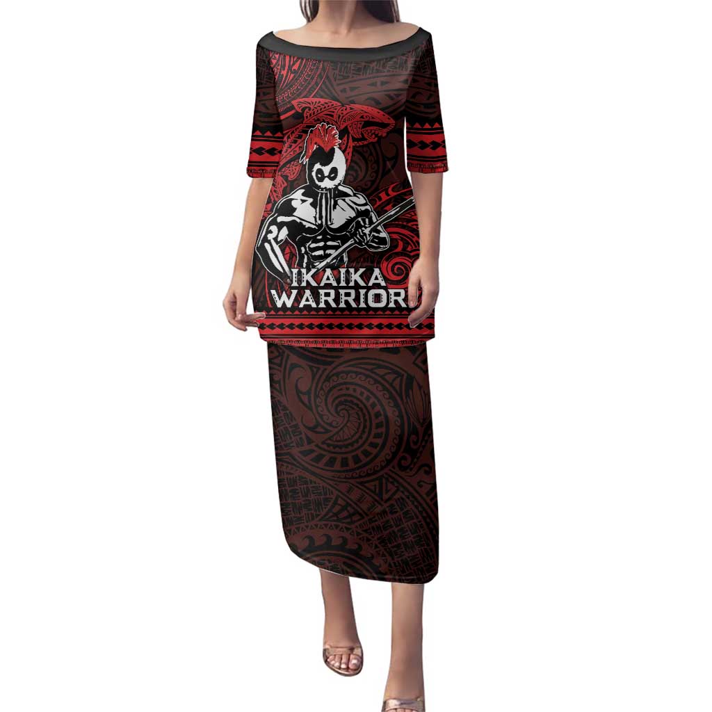 Hawaii Ikaika Warrior Family Matching Puletasi and Hawaiian Shirt Hawaiian Tribal Tattoo DT04 Mom's Dress Red - Polynesian Pride