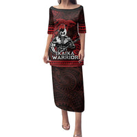 Hawaii Ikaika Warrior Family Matching Puletasi and Hawaiian Shirt Hawaiian Tribal Tattoo DT04 Mom's Dress Red - Polynesian Pride
