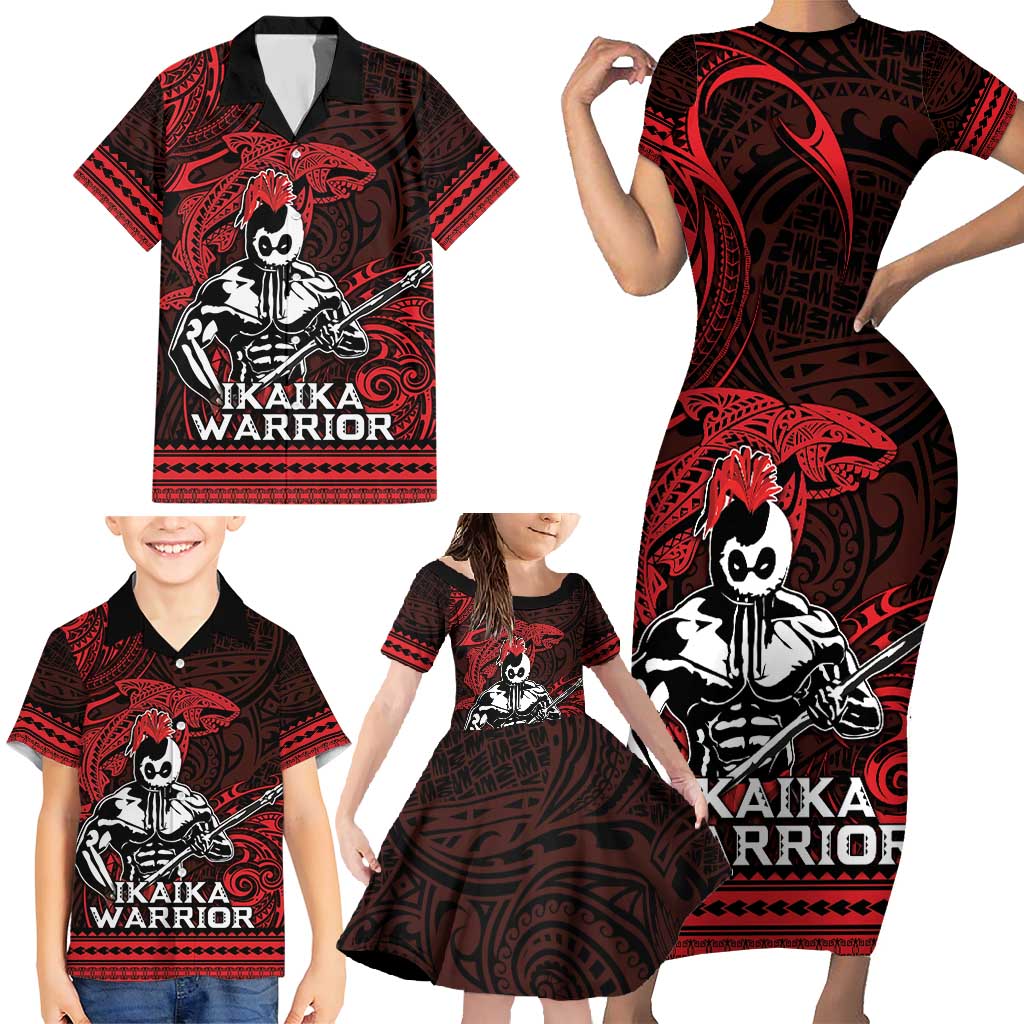 Hawaii Ikaika Warrior Family Matching Short Sleeve Bodycon Dress and Hawaiian Shirt Hawaiian Tribal Tattoo DT04 - Polynesian Pride