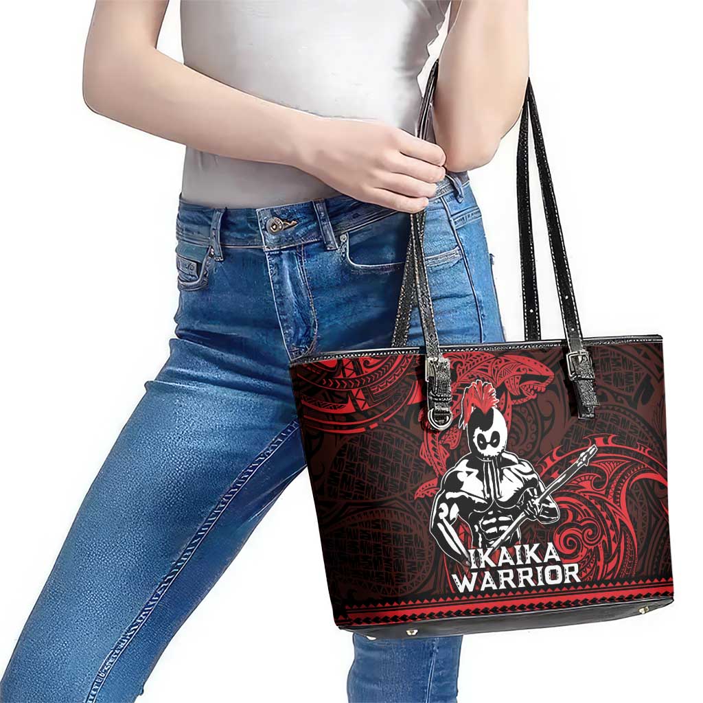 Hawaii Ikaika Warrior Leather Tote Bag Hawaiian Tribal Tattoo