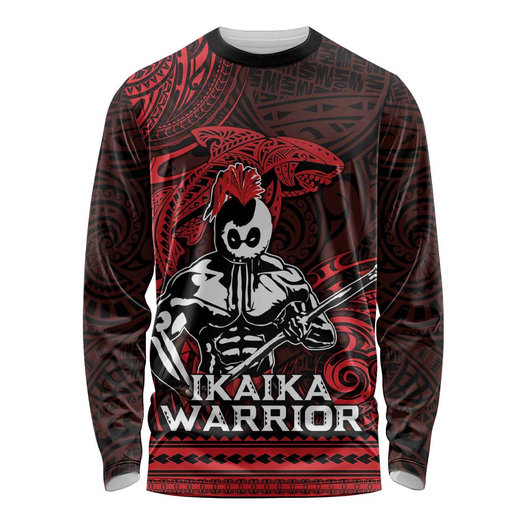 Hawaii Ikaika Warrior Long Sleeve Shirt Hawaiian Tribal Tattoo DT04 Unisex Red - Polynesian Pride