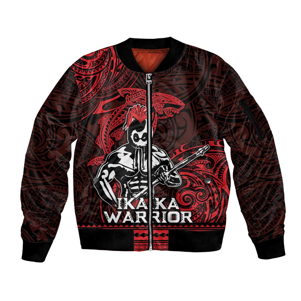 Hawaii Ikaika Warrior Sleeve Zip Bomber Jacket Hawaiian Tribal Tattoo DT04 Unisex Red - Polynesian Pride