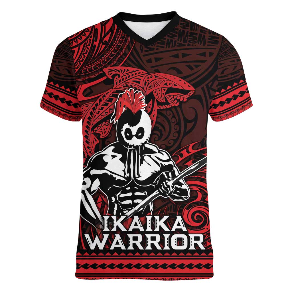 Hawaii Ikaika Warrior Women V-Neck T-Shirt Hawaiian Tribal Tattoo
