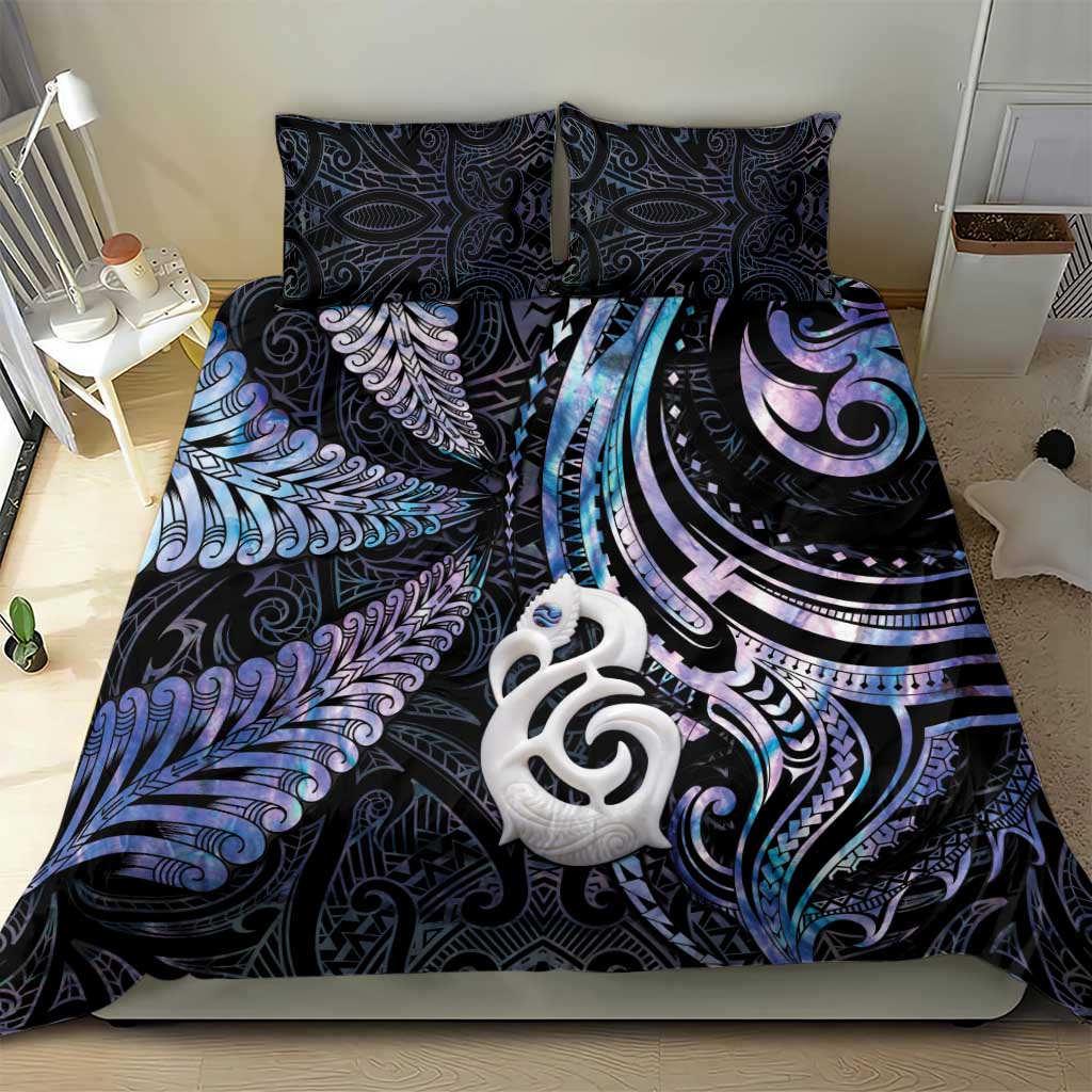 New Zealand Aotearoa Bedding Set Maori Hei Manaia Purple Paua Shell DT04 - Polynesian Pride