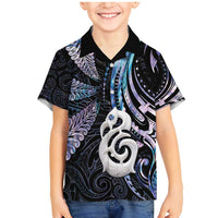 New Zealand Aotearoa Family Matching Mermaid Dress and Hawaiian Shirt Maori Hei Manaia Purple Paua Shell DT04 Son's Shirt Purple - Polynesian Pride