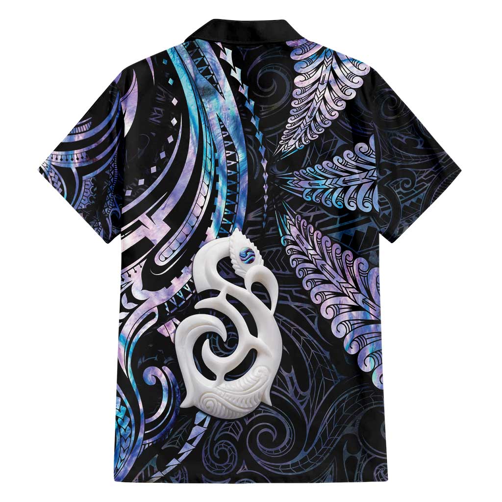 New Zealand Aotearoa Family Matching Short Sleeve Bodycon Dress and Hawaiian Shirt Maori Hei Manaia Purple Paua Shell DT04 - Polynesian Pride