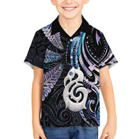 New Zealand Aotearoa Family Matching Summer Maxi Dress and Hawaiian Shirt Maori Hei Manaia Purple Paua Shell DT04 Son's Shirt Purple - Polynesian Pride