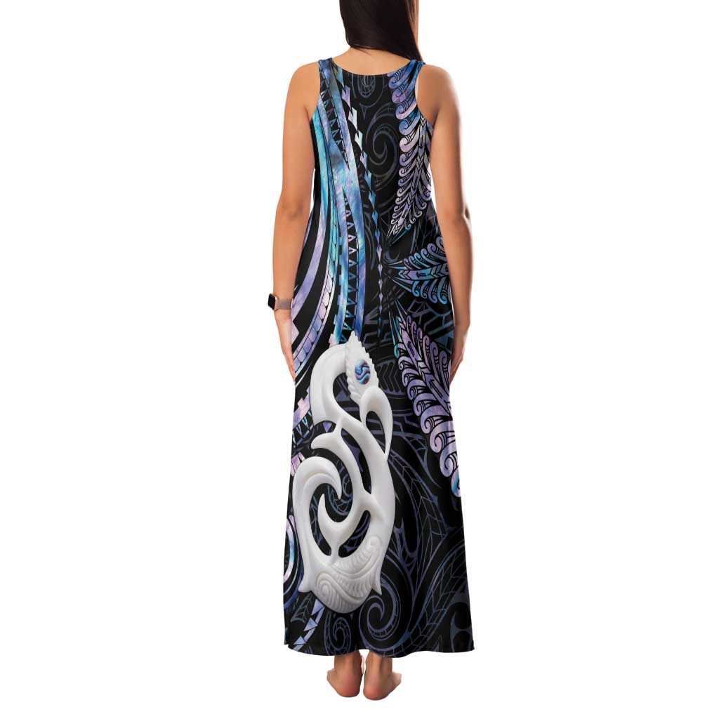 New Zealand Aotearoa Family Matching Tank Maxi Dress and Hawaiian Shirt Maori Hei Manaia Purple Paua Shell DT04 - Polynesian Pride