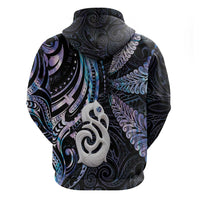 New Zealand Aotearoa Hoodie Maori Hei Manaia Purple Paua Shell