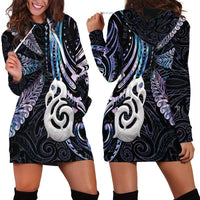 New Zealand Aotearoa Hoodie Dress Maori Hei Manaia Purple Paua Shell