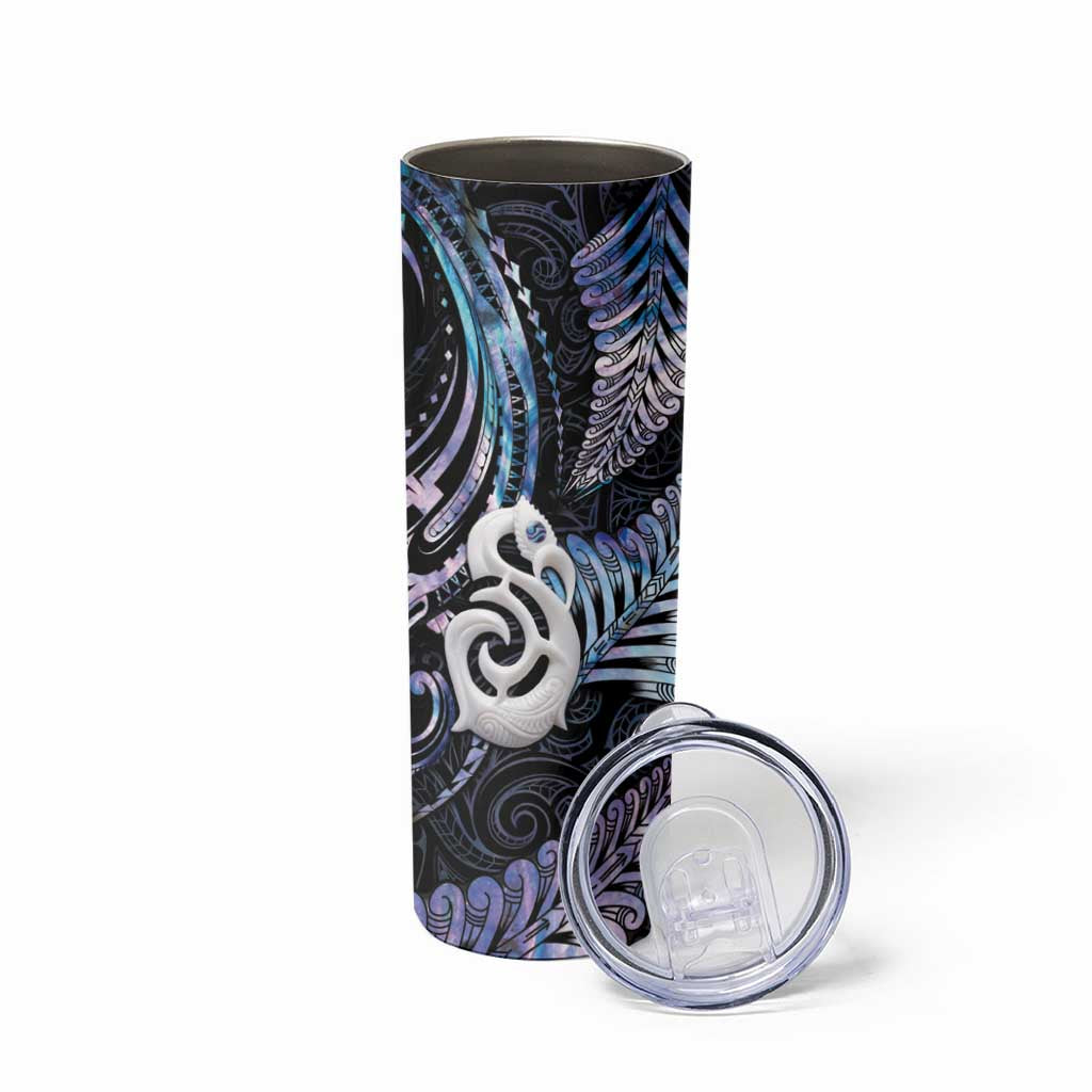 New Zealand Aotearoa Skinny Tumbler Maori Hei Manaia Purple Paua Shell DT04 - Polynesian Pride