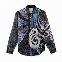 New Zealand Aotearoa Women Casual Shirt Maori Hei Manaia Purple Paua Shell DT04 - Polynesian Pride