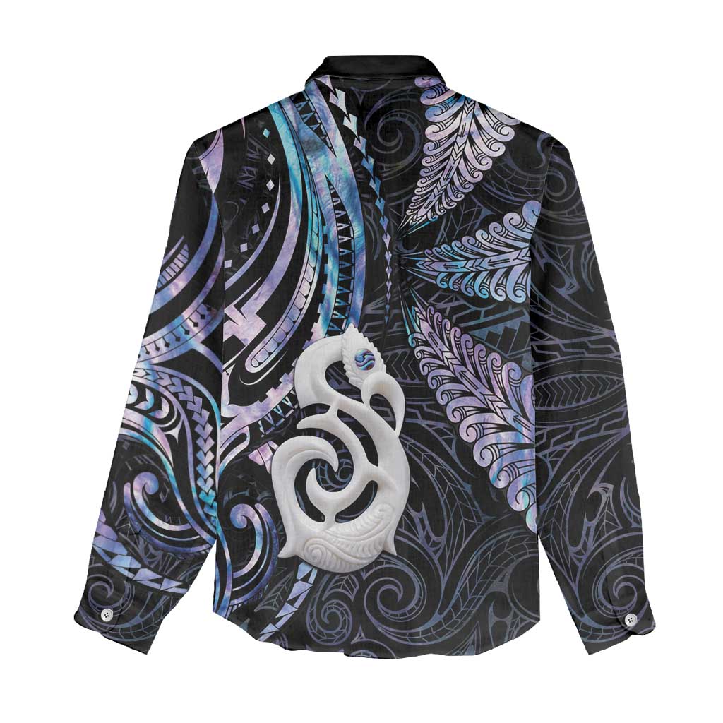 New Zealand Aotearoa Women Casual Shirt Maori Hei Manaia Purple Paua Shell DT04 - Polynesian Pride