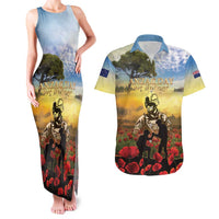 New Zealand ANZAC Day Couples Matching Tank Maxi Dress and Hawaiian Shirt The Ode Remembrance And Poppy DT04 Yellow - Polynesian Pride