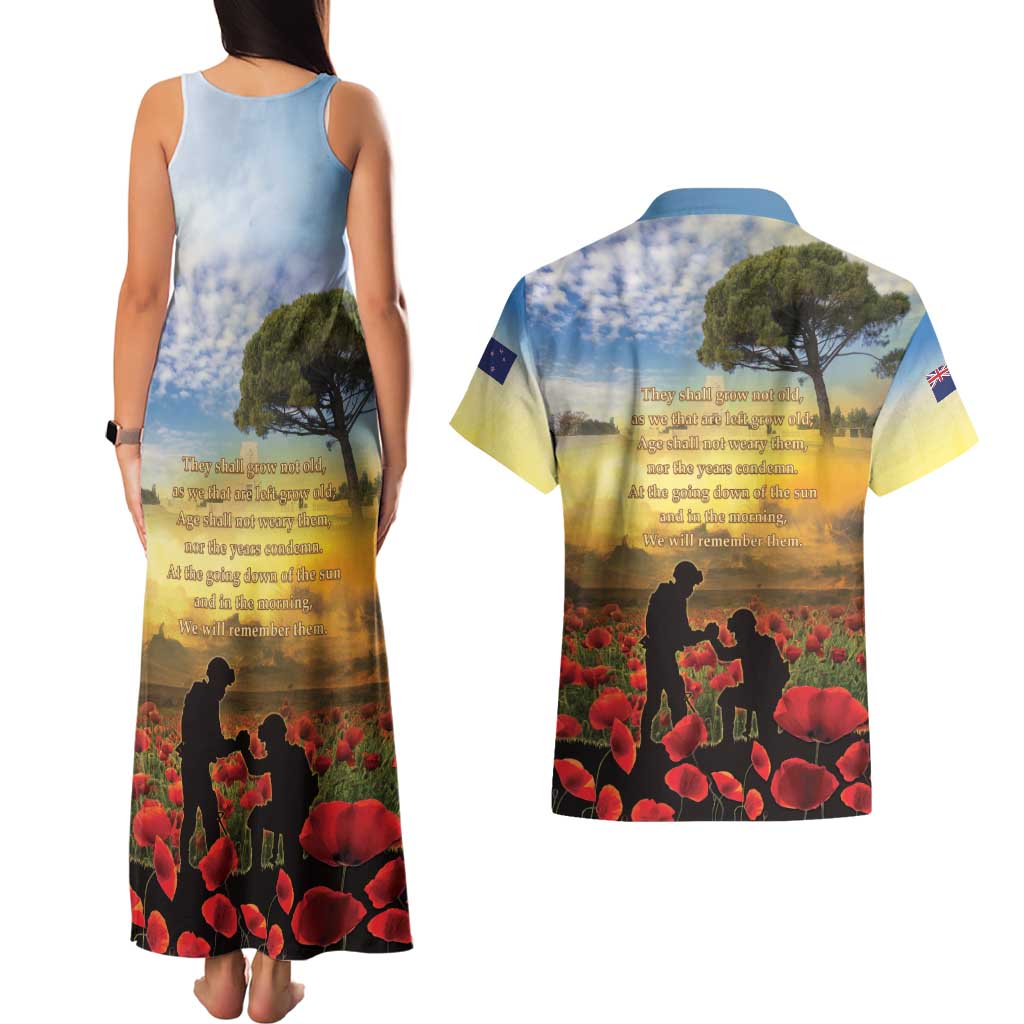 New Zealand ANZAC Day Couples Matching Tank Maxi Dress and Hawaiian Shirt The Ode Remembrance And Poppy DT04 - Polynesian Pride