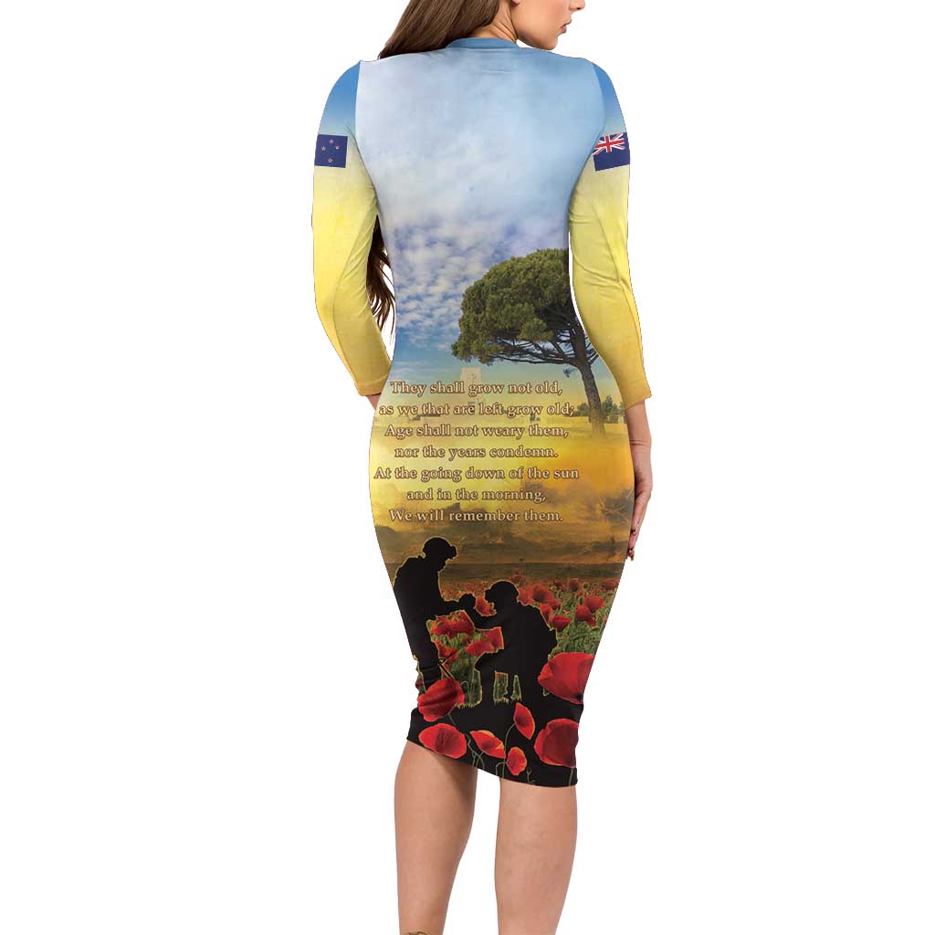 New Zealand ANZAC Day Family Matching Long Sleeve Bodycon Dress and Hawaiian Shirt The Ode Remembrance And Poppy DT04 - Polynesian Pride