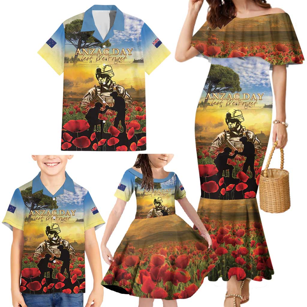 New Zealand ANZAC Day Family Matching Mermaid Dress and Hawaiian Shirt The Ode Remembrance And Poppy DT04 - Polynesian Pride