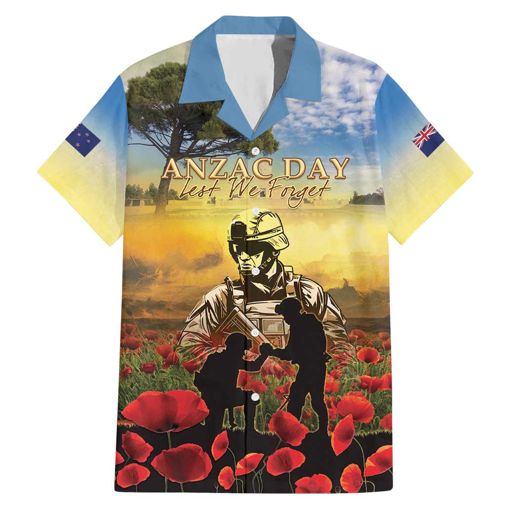 New Zealand ANZAC Day Family Matching Mermaid Dress and Hawaiian Shirt The Ode Remembrance And Poppy DT04 Dad's Shirt - Short Sleeve Yellow - Polynesian Pride
