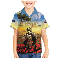 New Zealand ANZAC Day Family Matching Mermaid Dress and Hawaiian Shirt The Ode Remembrance And Poppy DT04 Son's Shirt Yellow - Polynesian Pride