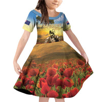 New Zealand ANZAC Day Family Matching Off Shoulder Short Dress and Hawaiian Shirt The Ode Remembrance And Poppy DT04 Daughter's Dress Yellow - Polynesian Pride