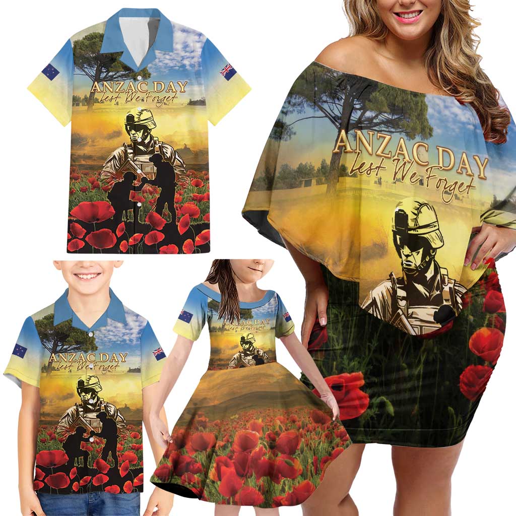 New Zealand ANZAC Day Family Matching Off Shoulder Short Dress and Hawaiian Shirt The Ode Remembrance And Poppy DT04 - Polynesian Pride