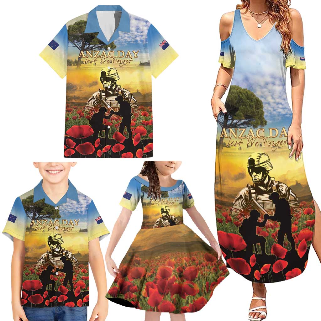 New Zealand ANZAC Day Family Matching Summer Maxi Dress and Hawaiian Shirt The Ode Remembrance And Poppy DT04 - Polynesian Pride