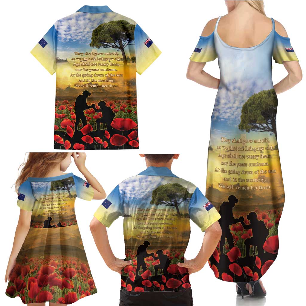 New Zealand ANZAC Day Family Matching Summer Maxi Dress and Hawaiian Shirt The Ode Remembrance And Poppy DT04 - Polynesian Pride