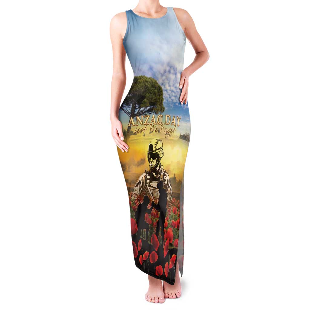 New Zealand ANZAC Day Family Matching Tank Maxi Dress and Hawaiian Shirt The Ode Remembrance And Poppy DT04 Mom's Dress Yellow - Polynesian Pride