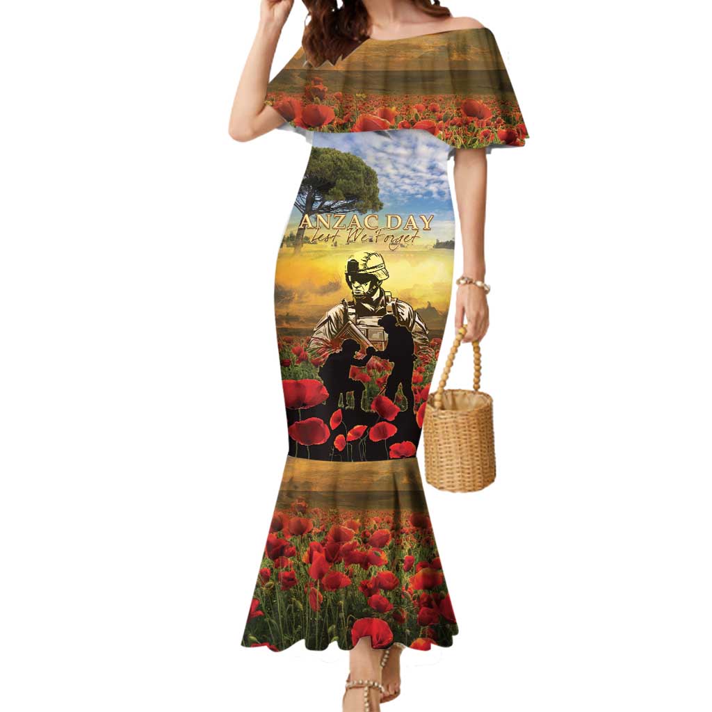 New Zealand ANZAC Day Mermaid Dress The Ode Remembrance And Poppy