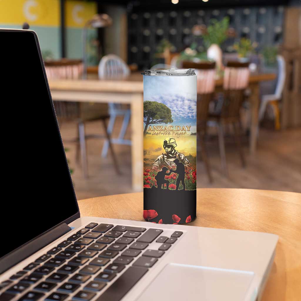 New Zealand ANZAC Day Skinny Tumbler The Ode Remembrance And Poppy