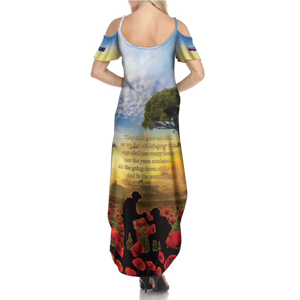 New Zealand ANZAC Day Summer Maxi Dress The Ode Remembrance And Poppy DT04 - Polynesian Pride
