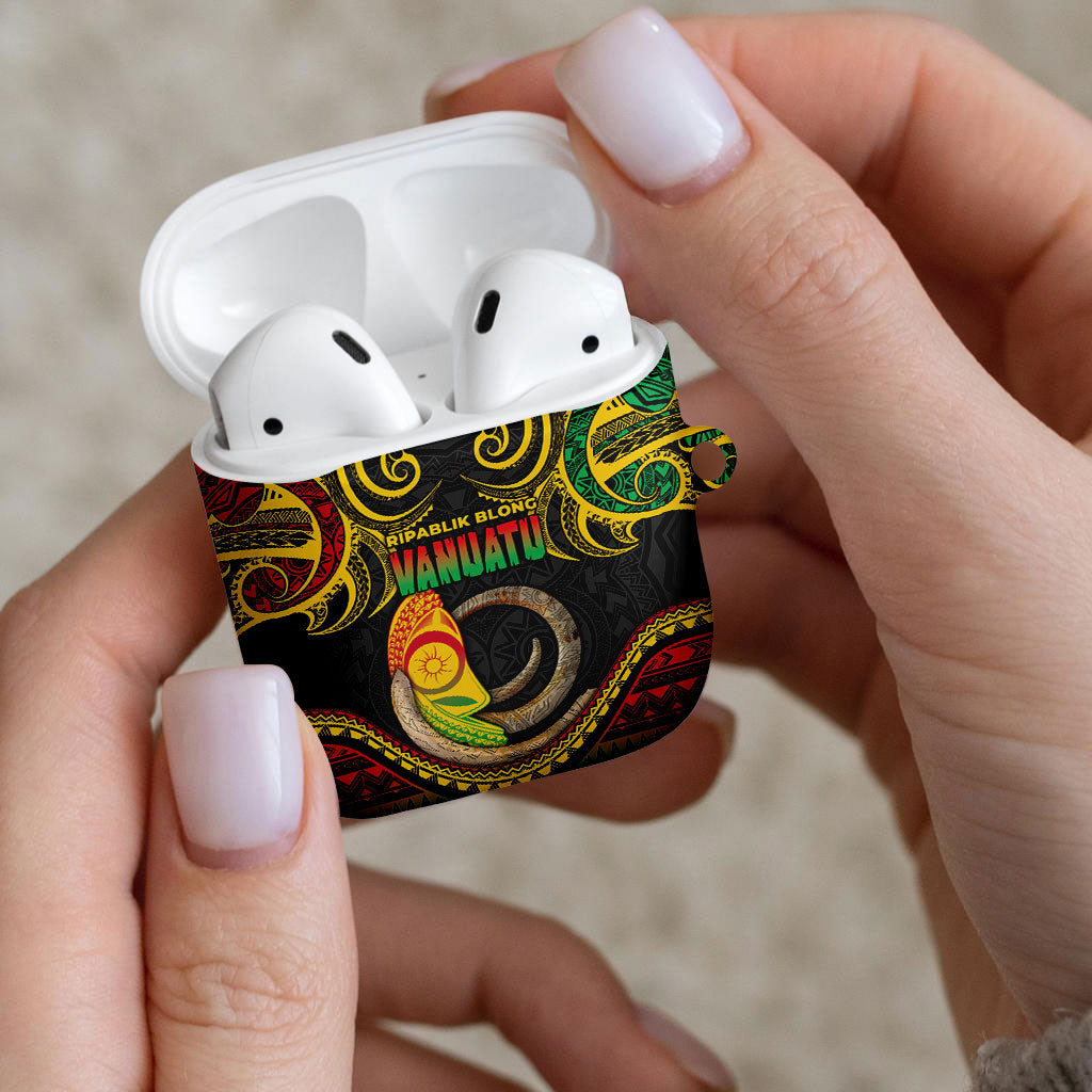 Vanuatu Language Week AirPods Case Boar Tusk Warrior Tribal Floral Pattern