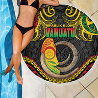 Vanuatu Language Week Beach Blanket Boar Tusk Warrior Tribal Floral Pattern