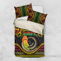 Vanuatu Language Week Bedding Set Boar Tusk Warrior Tribal Floral Pattern