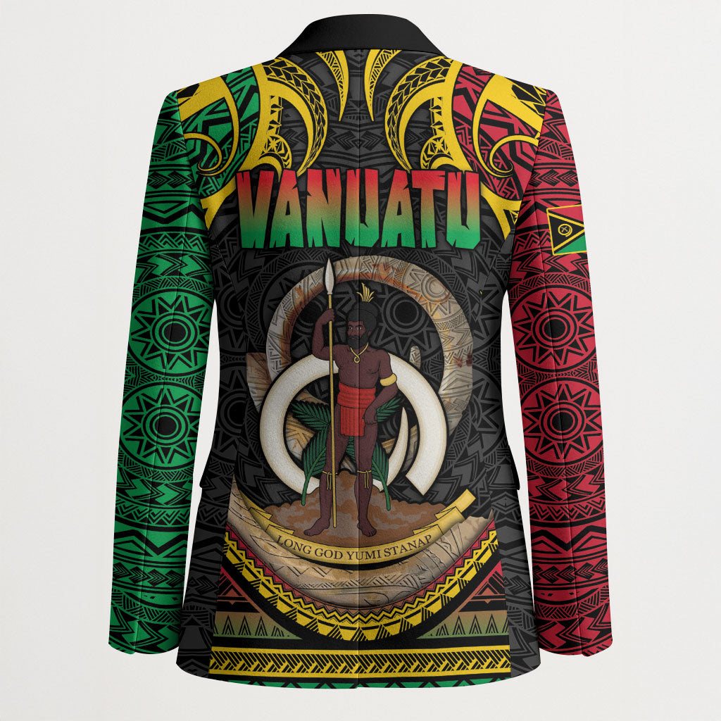 Vanuatu Language Week Blazer Boar Tusk Warrior Tribal Floral Pattern