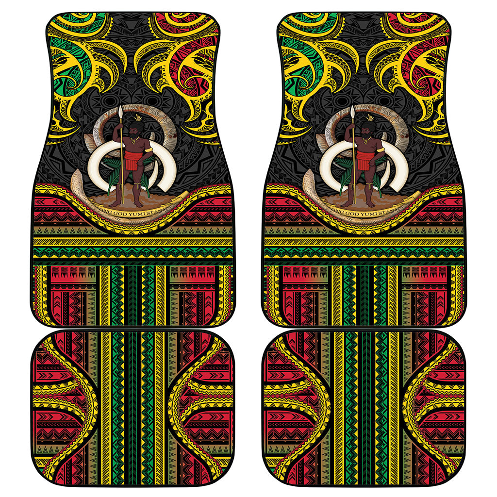 Vanuatu Language Week Car Mats Boar Tusk Warrior Tribal Floral Pattern