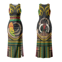 Vanuatu Language Week Family Matching Tank Maxi Dress and Hawaiian Shirt Boar Tusk Warrior Tribal Floral Pattern