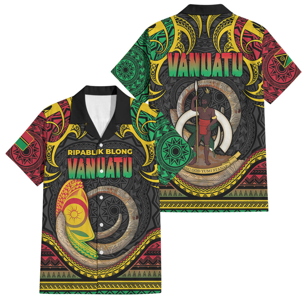 Vanuatu Language Week Family Matching Tank Maxi Dress and Hawaiian Shirt Boar Tusk Warrior Tribal Floral Pattern