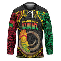 Vanuatu Language Week Hockey Jersey Boar Tusk Warrior Tribal Floral Pattern